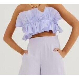 Sovere Studio Rapture Crop Bodice Top Size S Small Lilac Purple Ruffle Strapless